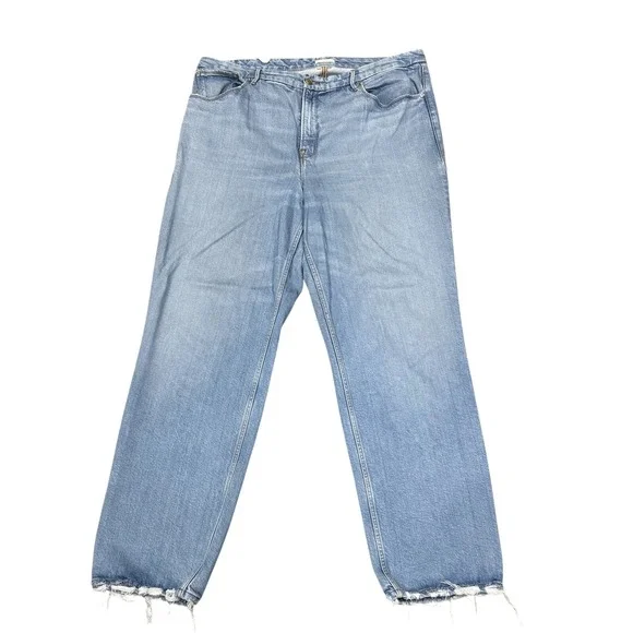 Good American GOOD ICON Indigo Light Wash Distressed Straight Denim Jeans 20 - Picture 3 of 10